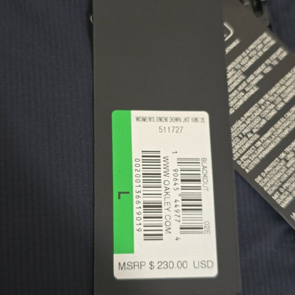 Oakley Snow Down 2L Black Down Women's Jacket - Size Large - Picture 5 of 10